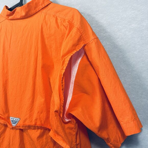 Columbia PFG Clemson Tigers Large Orange Short Sleeve Button Vented Embroidered - Picture 12 of 16